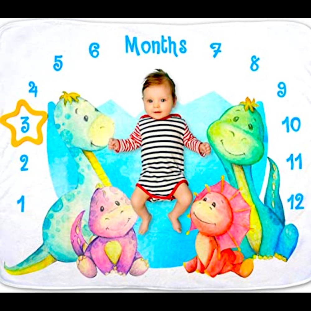 Dinosaur monthly baby blanket